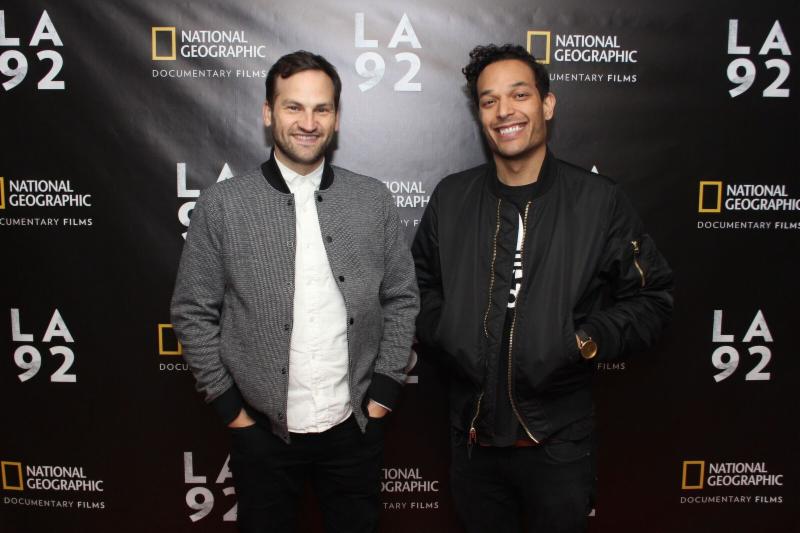 Bottom: Co-directors Dan Lindsay and TJ Martin arrive at the AMC River East 21 in Chicago on April 25,2017. Photo Credit: Christian Demar for National Geographic